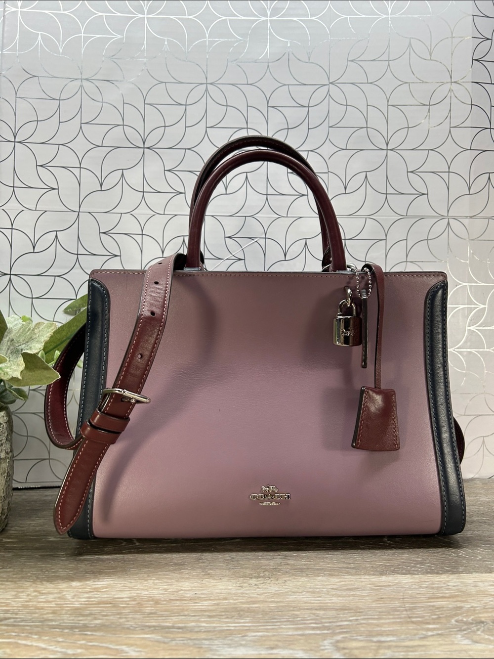 Coach purple and Burgundy Leather Satchel